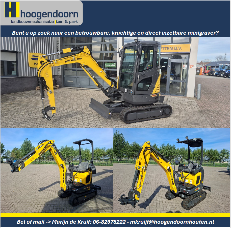 Op zoek naar een NEW HOLLAND minigraver? Wij hebben er 3 voor u klaarstaan! Op zoek naar een NEW HOLLAND minigraver? Wij hebben er 3 voor u klaarstaan!