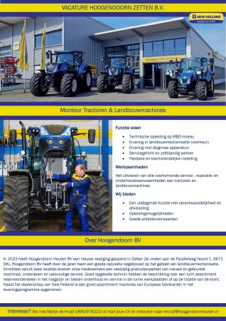 Vacature Monteur Tractoren en Landbouwmachines Zetten Vacature Monteur Tractoren en Landbouwmachines Zetten